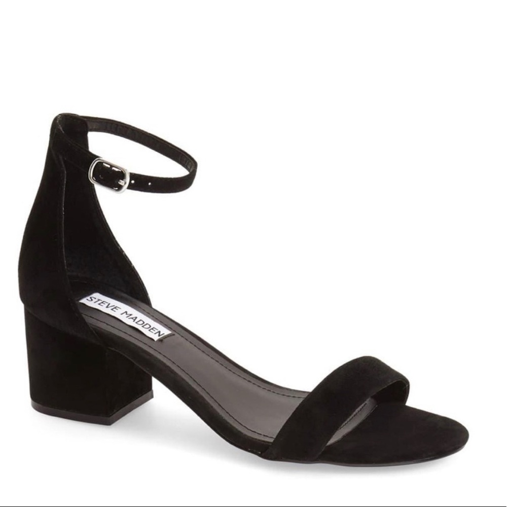 Steve Madden Low Chunky Block Black Heel Sz 6